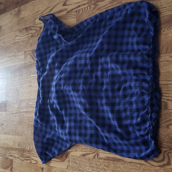 (12) DIVIDED by H&M Checkered Plaid Tie Detail Dorm Ready Slightly Sheer - Picture 6 of 6